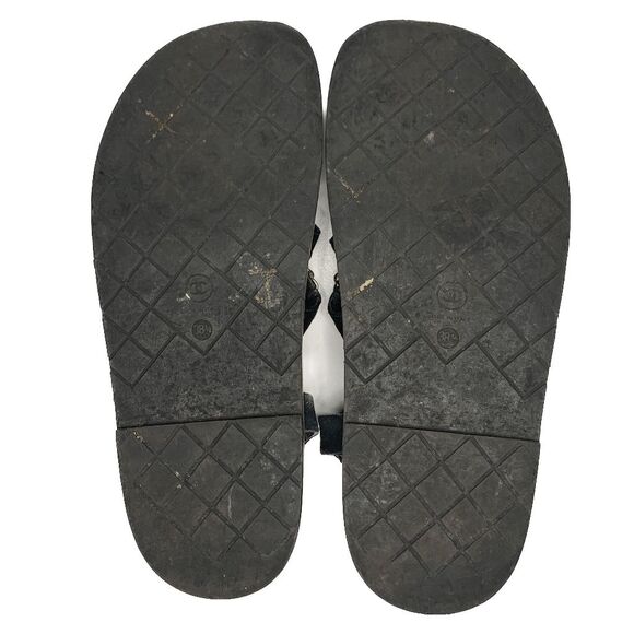 Chanel Interlocking CC Satin Chain Flat Dad Sandals EU 38.5 US 7.5-8 Black Gold - Picture 11 of 12